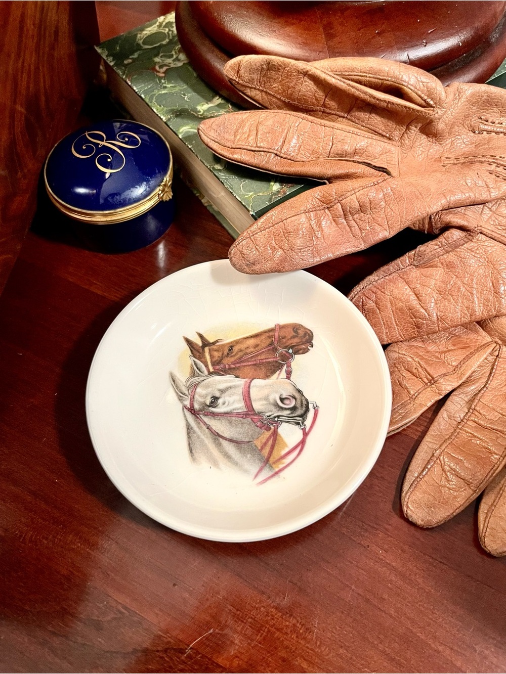Vintage Porcelain Dish For Horse Lovers